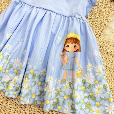 Vestido Menininha no Jardim - Azul Bebê